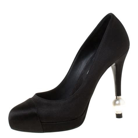 black chanel platform pumps|chanel pumps with pearl heel.